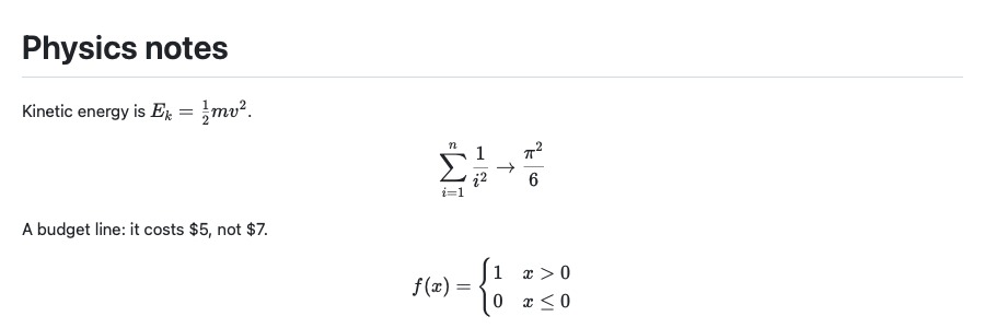 The top of the exported PDF, with the summation and cases block typeset exactly as in the app